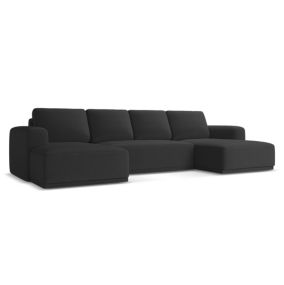 Sofa panoramiczna z funkcją spania Makamii Kaila z tkaniny szenilowej 333x160 cm antracyt 1 szt.