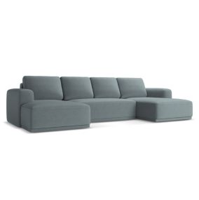 Sofa panoramiczna z funkcją spania Makamii Kaila z tkaniny szenilowej 333x160 cm jeans 1 szt.