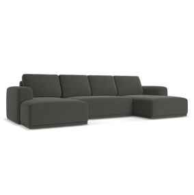 Sofa panoramiczna z funkcją spania Makamii Kaila z weluru 333x160 cm stalowy 1 szt.