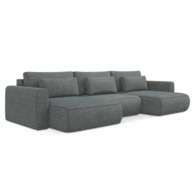 Sofa panoramiczna z funkcją spania Makamii Kapua z tkaniny strukturalnej 340x149 cm stalowy 1 szt.