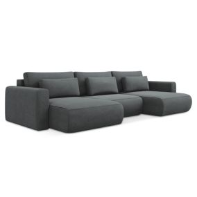 Sofa panoramiczna z funkcją spania Makamii Kapua z tkaniny strukturalnej 340x149 cm szary 1 szt.