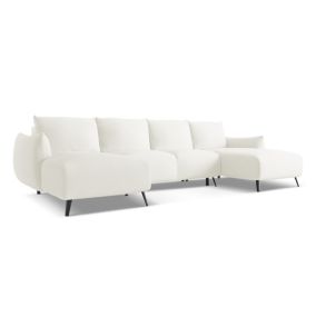 Sofa panoramiczna z funkcją spania Makamii Malie z tkaniny szenilowej 317x162 cm biały 1 szt.