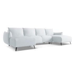 Sofa panoramiczna z funkcją spania Makamii Malie z tkaniny szenilowej 317x162 cm jasny niebieski 1 szt.