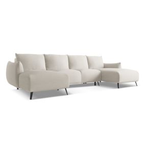 Sofa panoramiczna z funkcją spania Makamii Malie z tkaniny szenilowej 317x162 cm srebrny 1 szt.