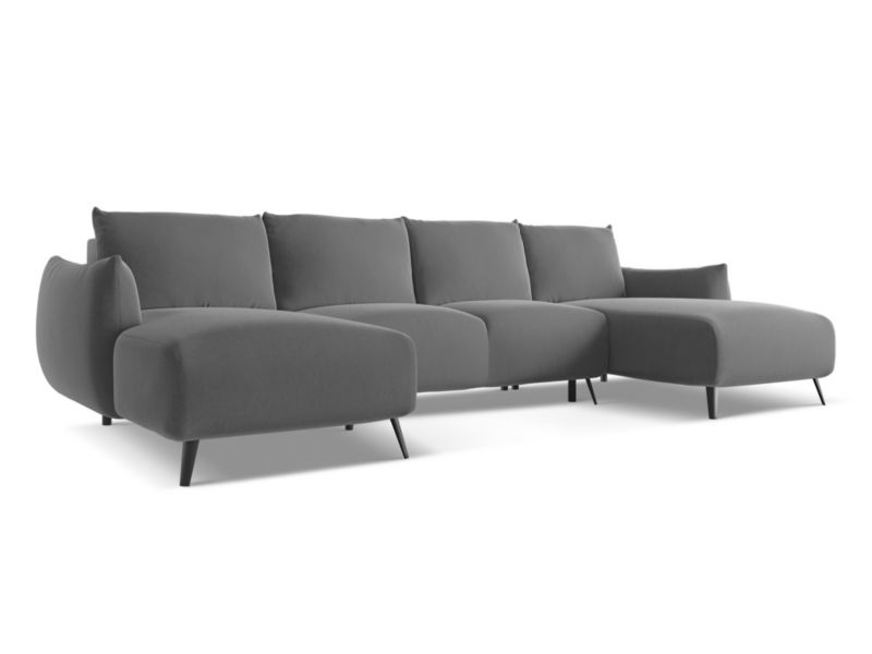 Sofa panoramiczna z funkcją spania Makamii Malie z weluru 317x162 cm szary 1 szt.