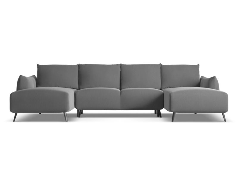 Sofa panoramiczna z funkcją spania Makamii Malie z weluru 317x162 cm szary 1 szt.
