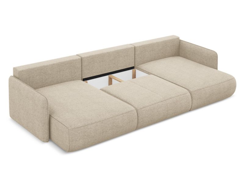 Sofa panoramiczna z funkcją spania Makamii Nanea z tkaniny szenilowej 290x148 cm ciemny beż 1 szt.