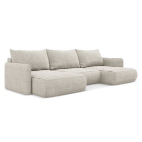 Sofa panoramiczna z funkcją spania Makamii Nanea z tkaniny szenilowej 290x148 cm srebrny 1 szt.
