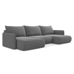 Sofa panoramiczna z funkcją spania Makamii Nanea z weluru 290x148 cm szary 1 szt.
