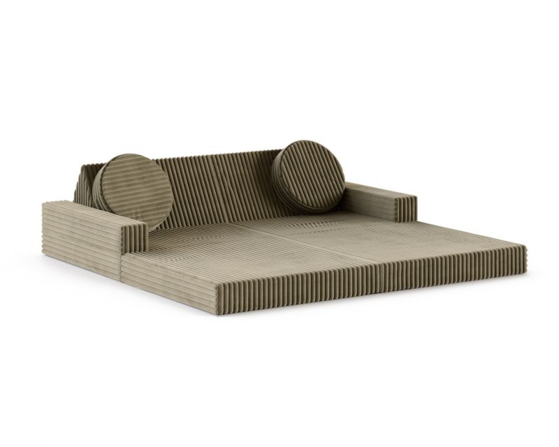 Sofa ŚPIJZDROWO sofka modułowa oliwkowa zieleń wielofunkcyjna 160x160x13 1 szt.