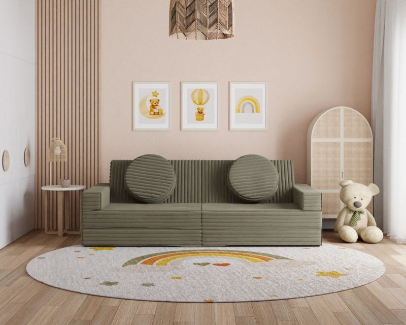 Sofa ŚPIJZDROWO sofka modułowa oliwkowa zieleń wielofunkcyjna 160x160x13 1 szt.
