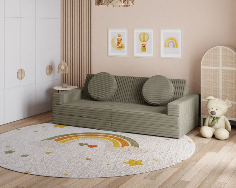 Sofa ŚPIJZDROWO sofka modułowa oliwkowa zieleń wielofunkcyjna 160x160x13 1 szt.