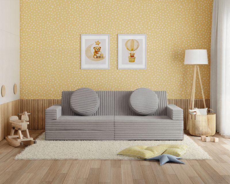 Sofa ŚPIJZDROWO sofka modułowa szara wielofunkcyjna 160x160x13 1 szt.