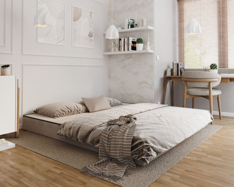 Sofa ŚPIJZDROWO sofka rozkładana FLIP beżowy sztruks 200x200x20 cm 1 szt.
