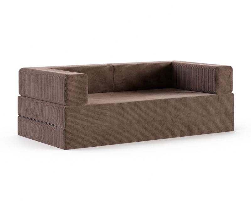 Sofa ŚPIJZDROWO sofka rozkładana FLIP brązowa sztruks 200x200x20 cm 1 szt.