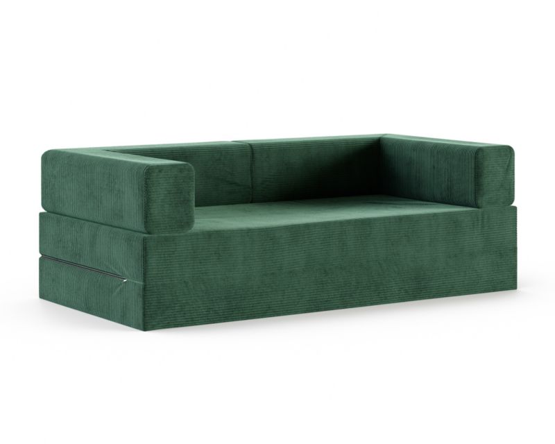 Sofa ŚPIJZDROWO sofka rozkładana FLIP ciemno zielona sztruks 200x200x20 cm 1 szt.