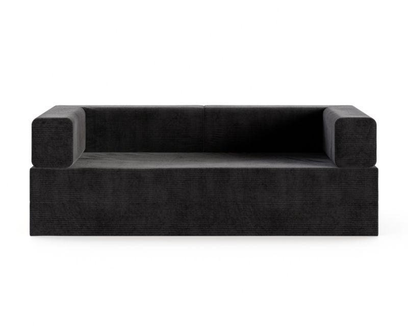 Sofa ŚPIJZDROWO sofka rozkładana FLIP czarna sztruks 200x200x20 cm 1 szt.