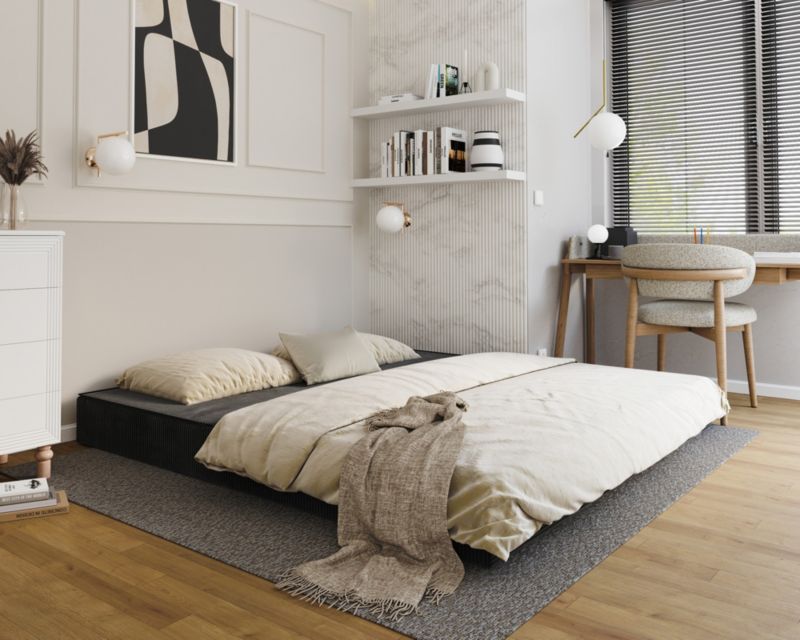 Sofa ŚPIJZDROWO sofka rozkładana FLIP czarna sztruks 200x200x20 cm 1 szt.