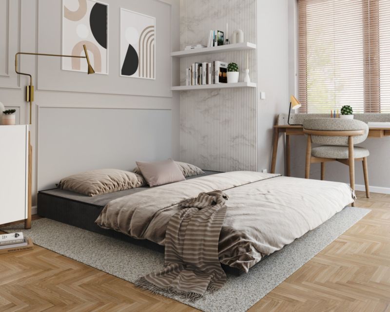 Sofa ŚPIJZDROWO sofka rozkładana FLIP grafitowa sztruks 200x200x20 cm 1 szt.