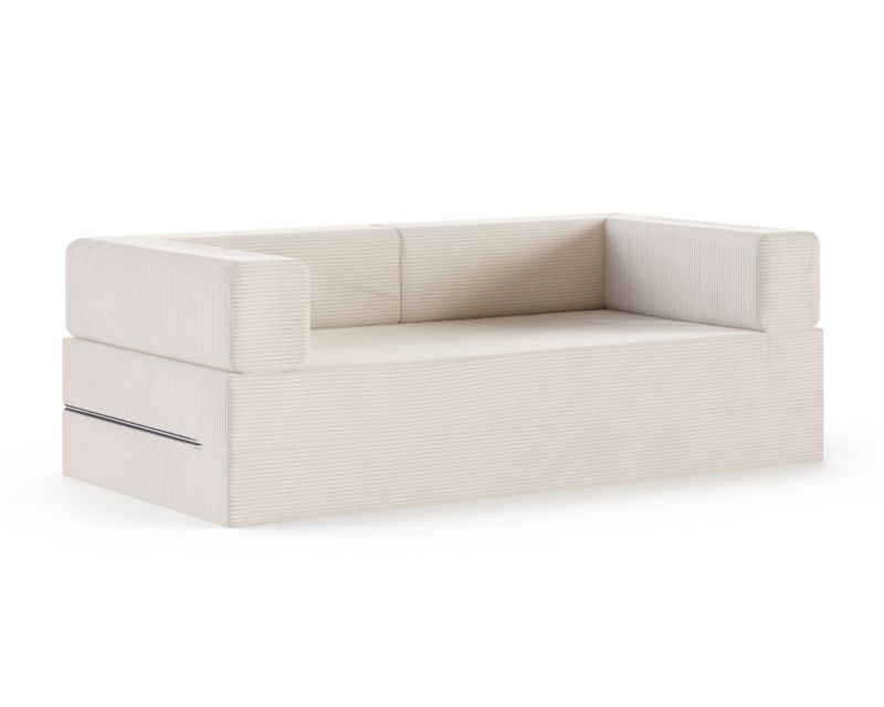 Sofa ŚPIJZDROWO sofka rozkładana FLIP kremowa sztruks 200x200x20 cm 1 szt.