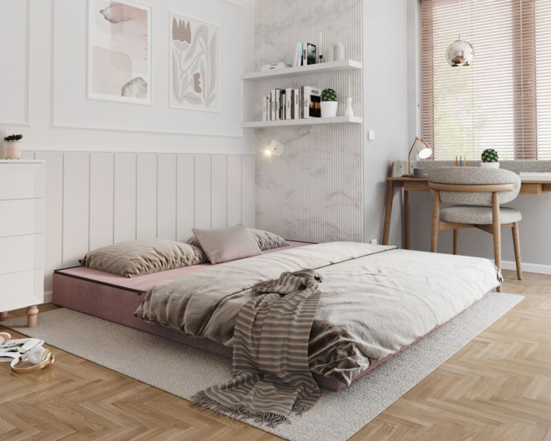 Sofa ŚPIJZDROWO sofka rozkładana FLIP rózowa sztruks 200x200x20 cm 1 szt.
