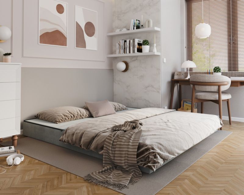 Sofa ŚPIJZDROWO sofka rozkładana FLIP szara sztruks 200x200x20 cm 1 szt.