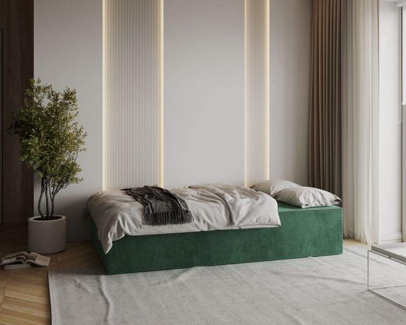Sofa ŚPIJZDROWO sofka rozkładana SWING ciemno zielona sztruks 120x200x40 cm 1 szt.