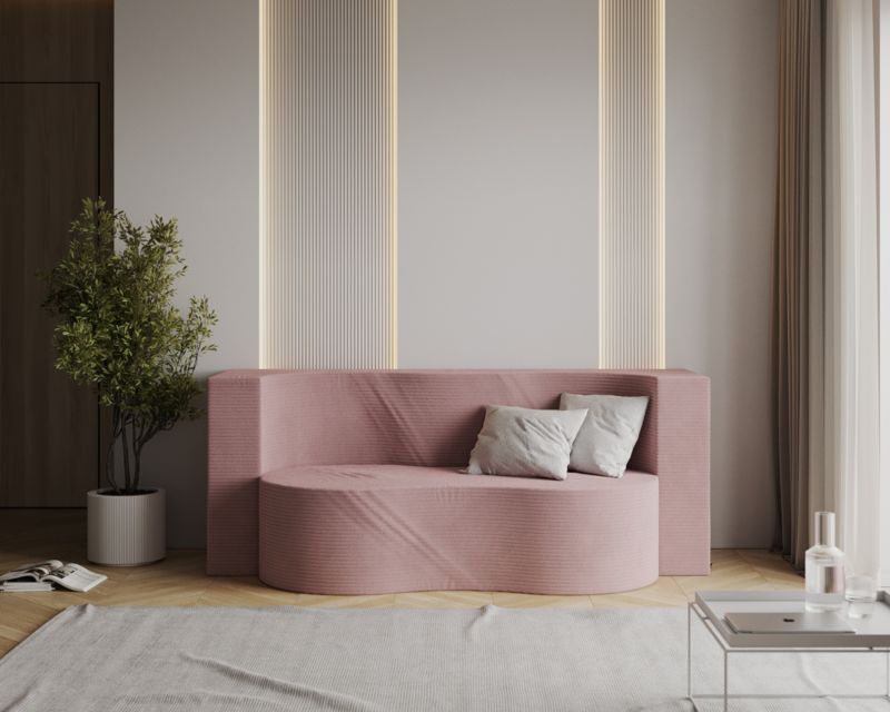 Sofa ŚPIJZDROWO sofka rozkładana SWING różowa sztruks 120x200x40 cm 1 szt.