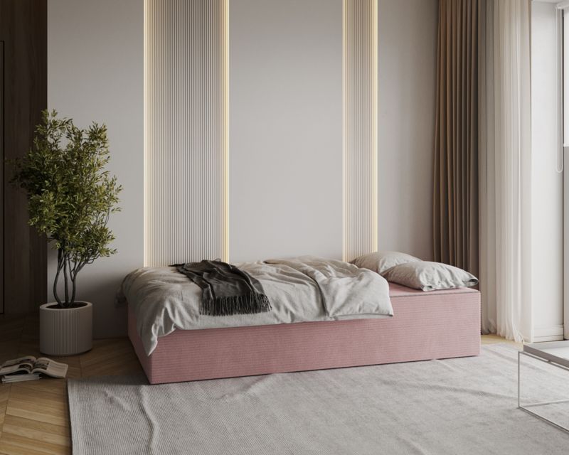 Sofa ŚPIJZDROWO sofka rozkładana SWING różowa sztruks 120x200x40 cm 1 szt.