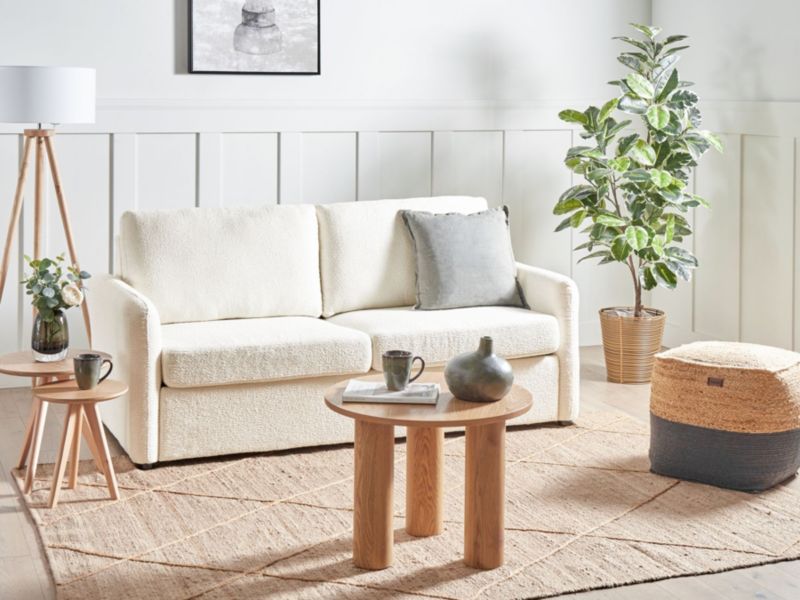 Sofa rozkładana Bennas Jasnobeżowy Boucle 1 szt.