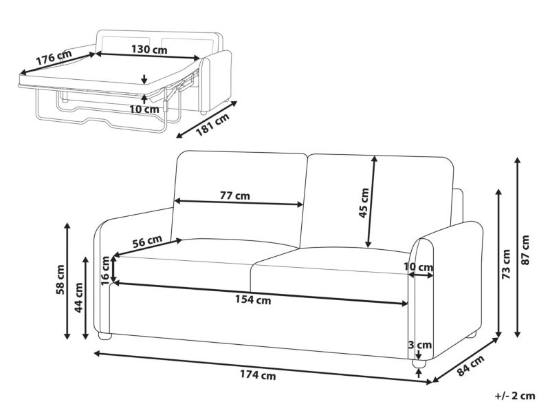 Sofa rozkładana Bennas Jasnobeżowy Boucle 1 szt.