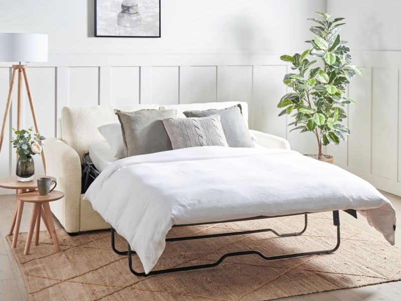 Sofa rozkładana Bennas Jasnobeżowy Boucle 1 szt.