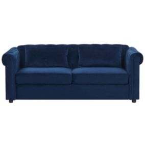 Sofa rozkładana Chesterfield Niebieski Welur 1 szt.