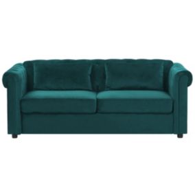 Sofa rozkładana Chesterfield Szmaragdowy Welur 1 szt.