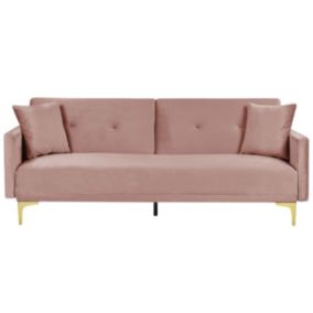 Sofa rozkładana Lucan Różowy Welur 1 szt.