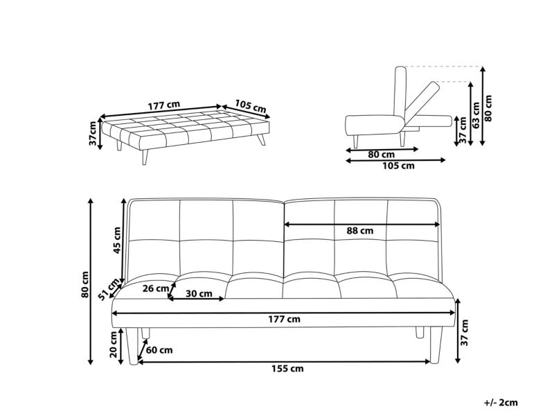 Sofa rozkładana Siljan Morski 1 szt.