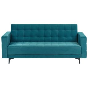 Sofa rozkładana welurowa morska Aberdeen 1 szt.