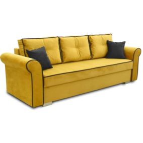 Sofa rozkładana z pojemnikiem na pościel Bonni Pele Żółta 1 szt.