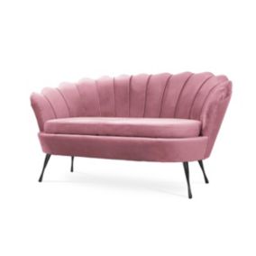 Sofa tapicerowana Bettso Muszelka na czarnej nodze wygodna w stylu glamour różowy 1szt.