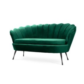 Sofa tapicerowana Bettso Muszelka na czarnej nodze wygodna w stylu glamour zielony 1szt.