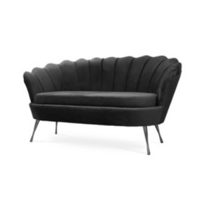 Sofa tapicerowana Bettso Muszelka na srebrnej nodze wygodna w stylu glamour czarny 1szt.