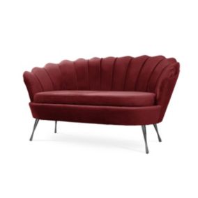 Sofa tapicerowana Bettso Muszelka na srebrnej nodze wygodna w stylu glamour czerwony 1szt.