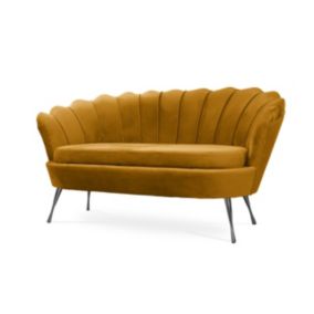 Sofa tapicerowana Bettso Muszelka na srebrnej nodze wygodna w stylu glamour miodowy 1szt.