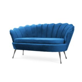 Sofa tapicerowana Bettso Muszelka na srebrnej nodze wygodna w stylu glamour niebieski 1szt.