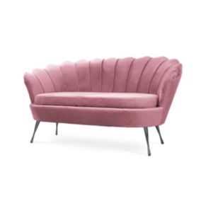 Sofa tapicerowana Bettso Muszelka na srebrnej nodze wygodna w stylu glamour różowy 1szt.