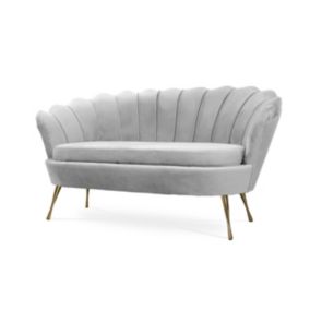 Sofa tapicerowana Bettso Muszelka na złotej nodze wygodna w stylu glamour jasnoszary 1szt.