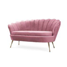 Sofa tapicerowana Bettso Muszelka na złotej nodze wygodna w stylu glamour różowy 1szt.