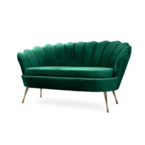 Sofa tapicerowana Bettso Muszelka na złotej nodze wygodna w stylu glamour zielony 1szt.