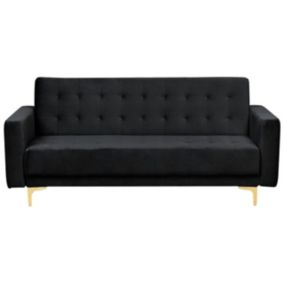 Sofa trzyosobowa Aberdeen Czarny Welur 1 szt.