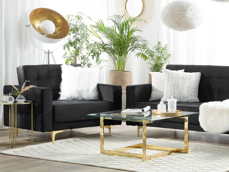 Sofa trzyosobowa Aberdeen Czarny Welur 1 szt.